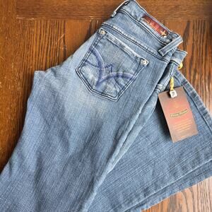 Vintage Flying Monkey Size 28 Y2K Bootcut Low Rise Blue Jeans Retro Hip Hugger